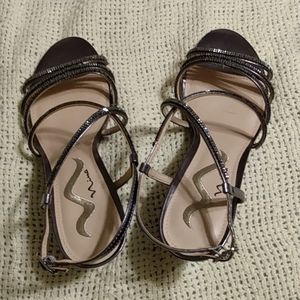 Nina size 7 1/2 wedge sandals. Silver colored